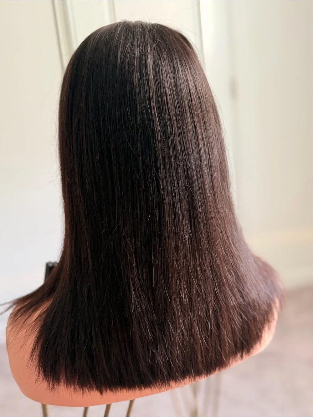 100% Raw Human Hair Straight Wig – Dark Brown